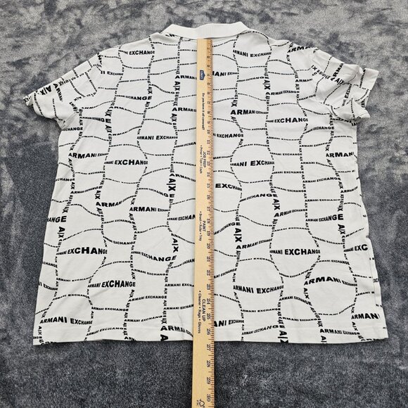 A/X Armani Exchange Polo Shirt Mens size XXL Logo all over print golfing Casual - Picture 15 of 16